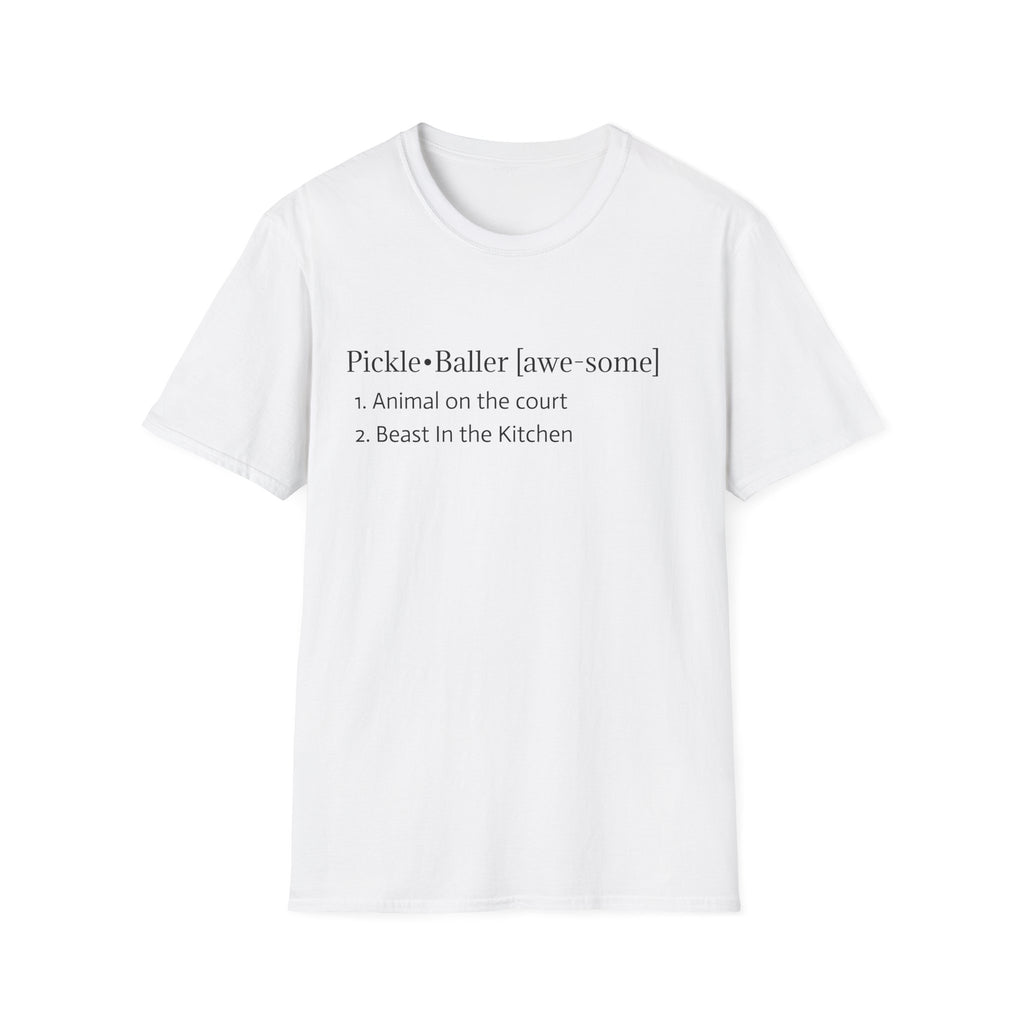 Pickleball Definition Tee — "Pickle•Baller [awe-some]" Casual Pickleball Shirt