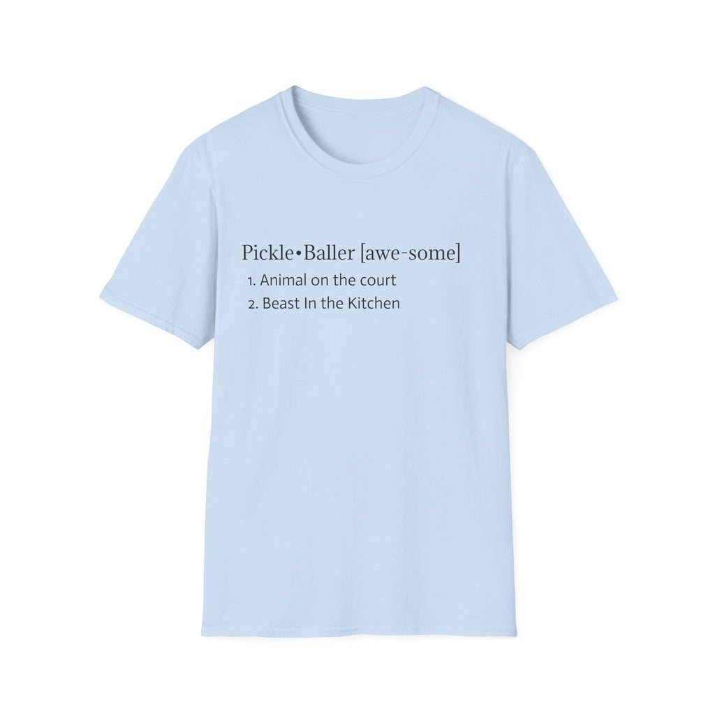 Pickleball Definition Tee — "Pickle•Baller [awe-some]" Casual Pickleball Shirt