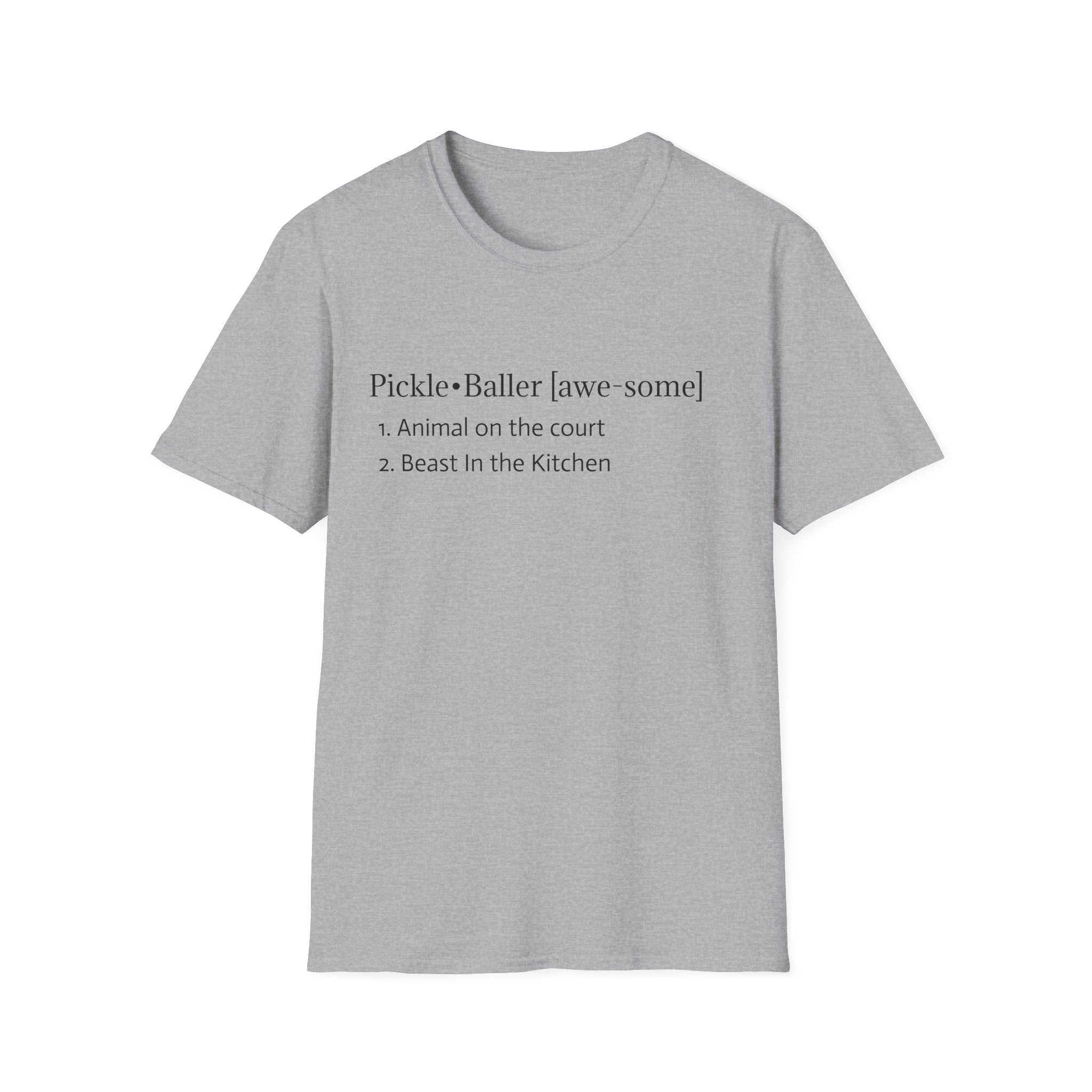 Pickleball Definition Tee — "Pickle•Baller [awe-some]" Casual Pickleball Shirt