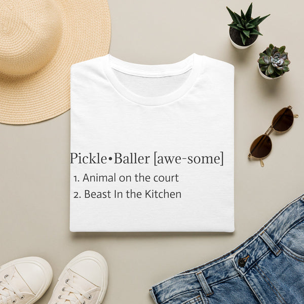 Pickleball Definition Tee — "Pickle•Baller [awe-some]" Casual Pickleball Shirt