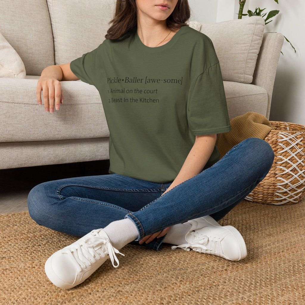Pickleball Definition Tee — "Pickle•Baller [awe-some]" Casual Pickleball Shirt